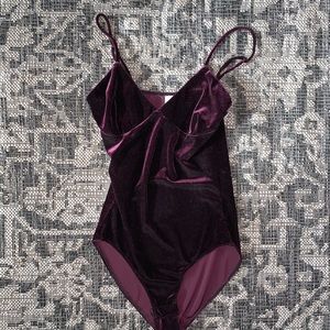 Purple velvet bodysuit